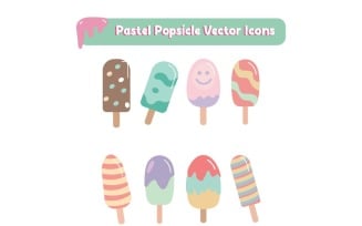 8 Pastel Popsicle Vector Icons