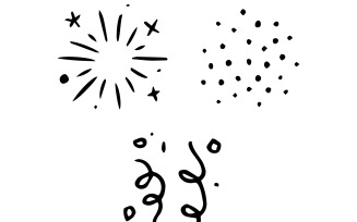 Minimal Line Art Starburst and Confetti Elements