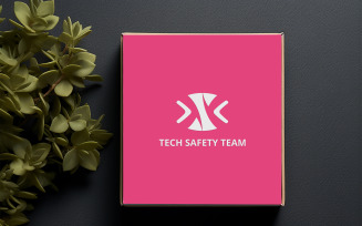 Professional Pink Square Gift Box Mockup with Plant on Dark