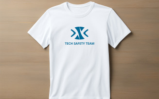 Professional White T-Shirt Mockup on Wooden Surface