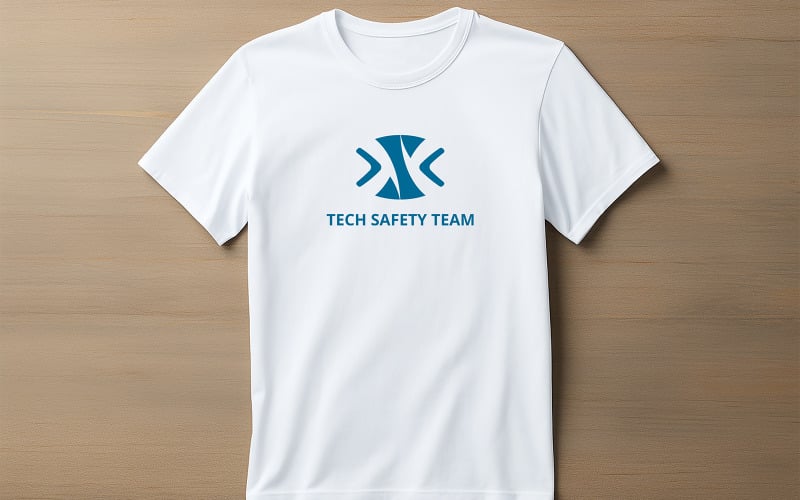 Professional White T-Shirt Mockup on Wooden Surface Product Mockup