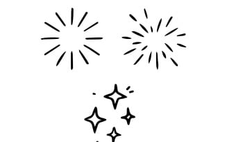 Sunburst Rays and Confetti Line Icon Collection