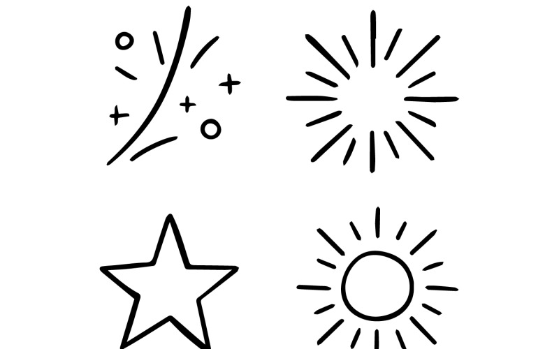 Sunshine Ray and Sparkle Line Icons Illustration