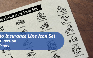 Auto insurance Line Icon Set