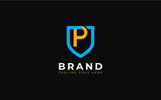 Letter P Shield Logo Design Template
