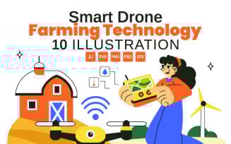 10 Smart Drone Farming Technology Illustration
