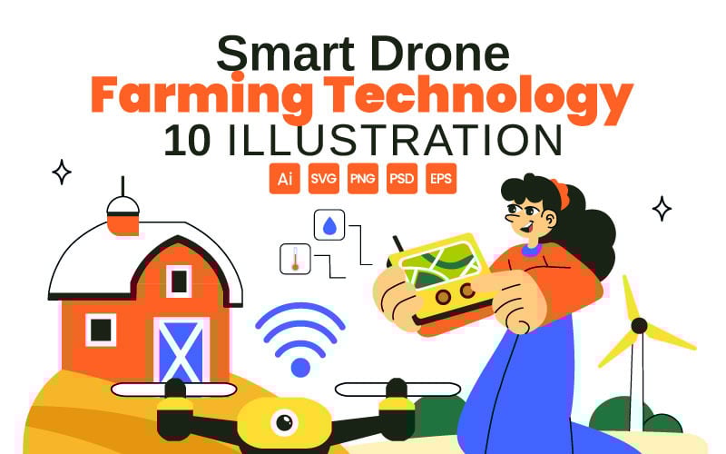 10 Smart Drone Farming Technology Illustration
