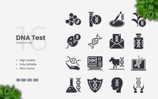 16 Dna Test Solid Icons Set