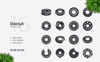 16 Donut Solid Icons Collection
