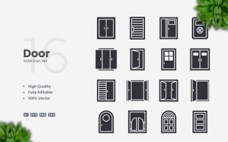 16 Door Solid Icons Collection