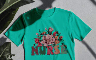 Nurse With Flower Shirt Design
