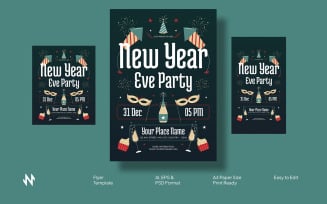 Green New Year Eve Flyer Template