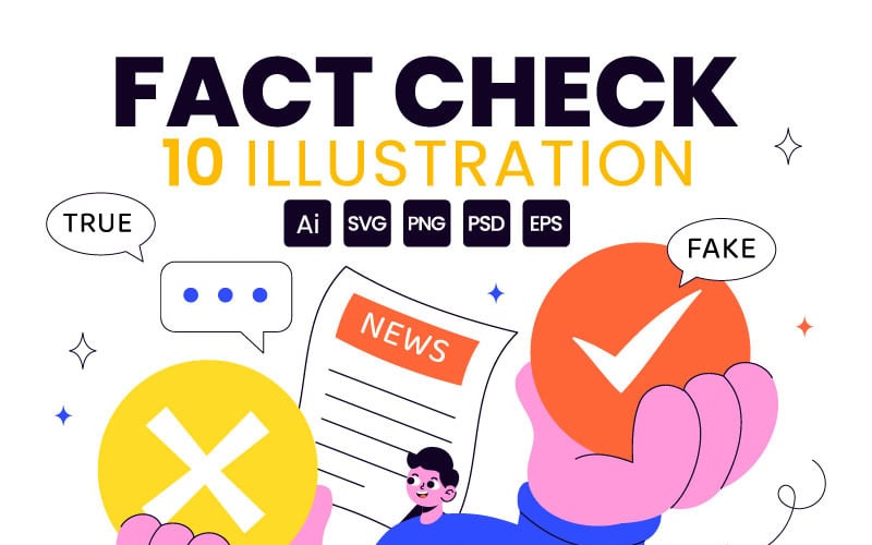 10 Fact Check Vector Illustration