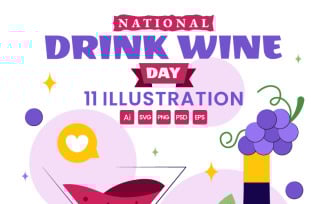 11 National Drink Wine Day Illustration