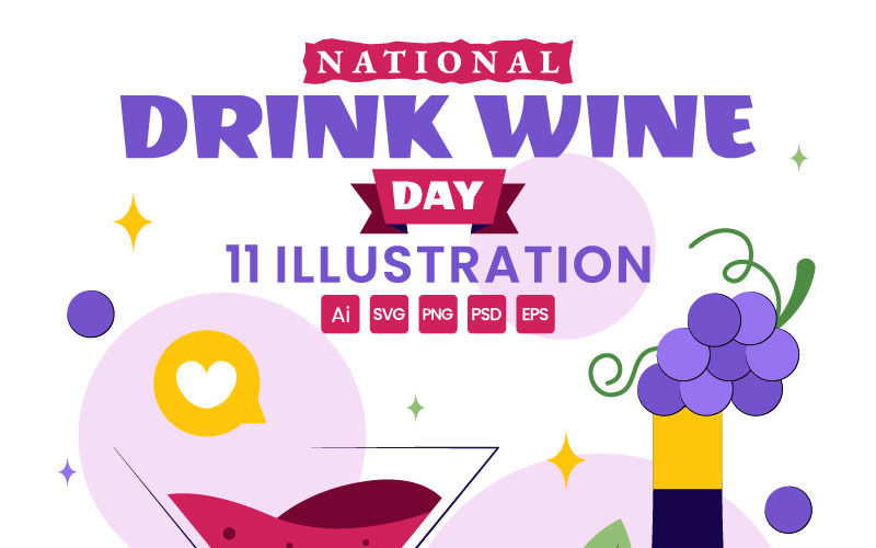 11 National Drink Wine Day Illustration