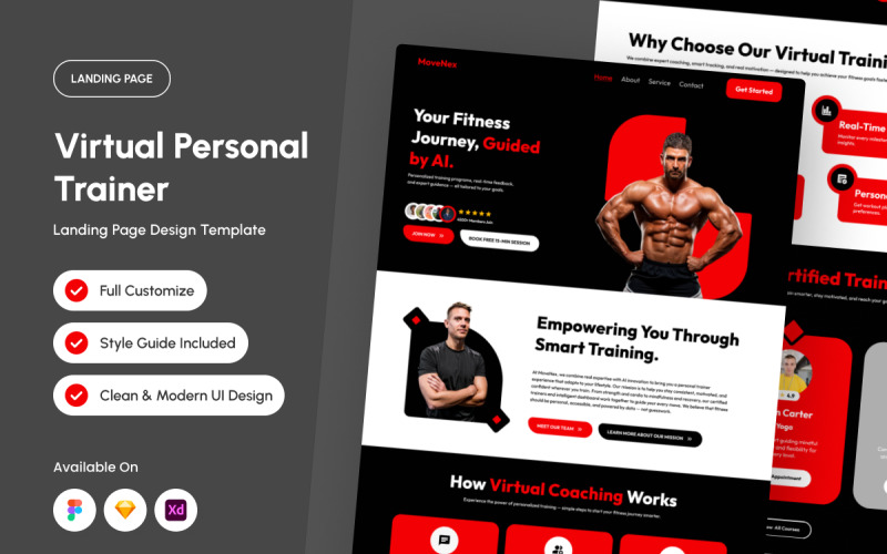 MoveNex – Virtual Trainer Landing UI Element