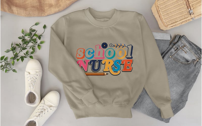 School Nurse – Cute Nurse Shirt, School Health Staff Tee, PNG SVG Sublimation Print T-shirt