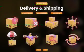 Delivery & Shopping 3D Icon Pack