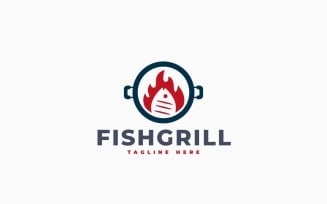 Fish Grill Logo Template Design