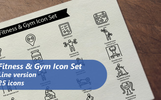 Fitness Gym Line Icon Set