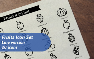 Fruits Line Icon Set Template
