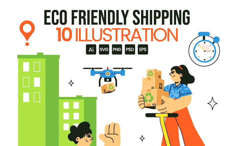 10 Eco Friendly Shipping Service Illustration