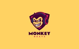 Mascot Monkey Beats Logo Design