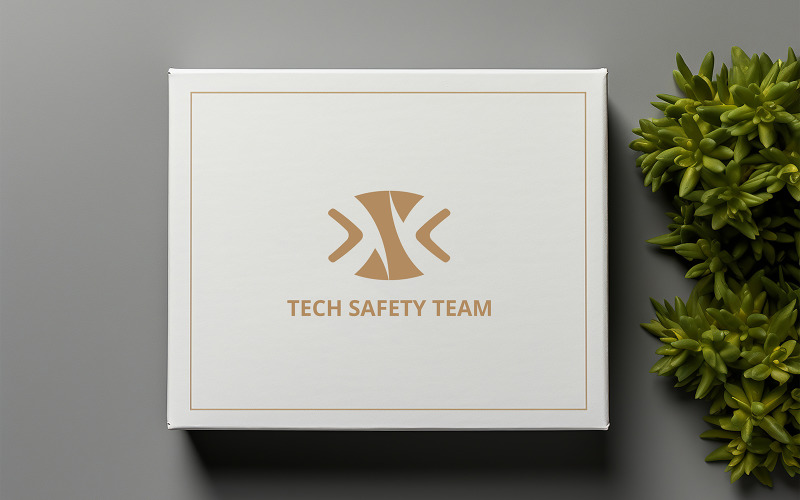 Professional White Square Gift Box Mockup with Plant on Gray Product Mockup