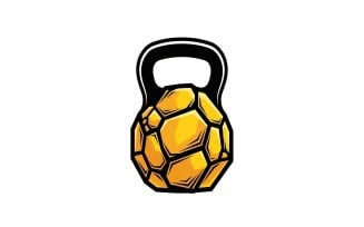 Cartoon kettlebell with a soccer ball texture isolated on white background