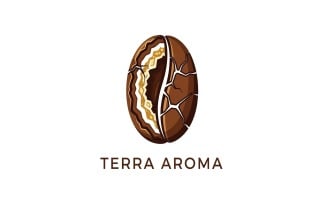 Coffee bean logo design with text terra aroma isolated on white background