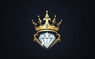 Golden crown with a sparkling diamond emblem on a dark background