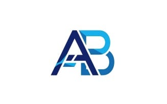 Modern blue letter ab logo monogram design for corporate identity isolated on white background