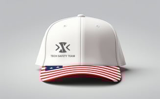 Professional Baseball Cap Mockup with USA Flag Bill Front View