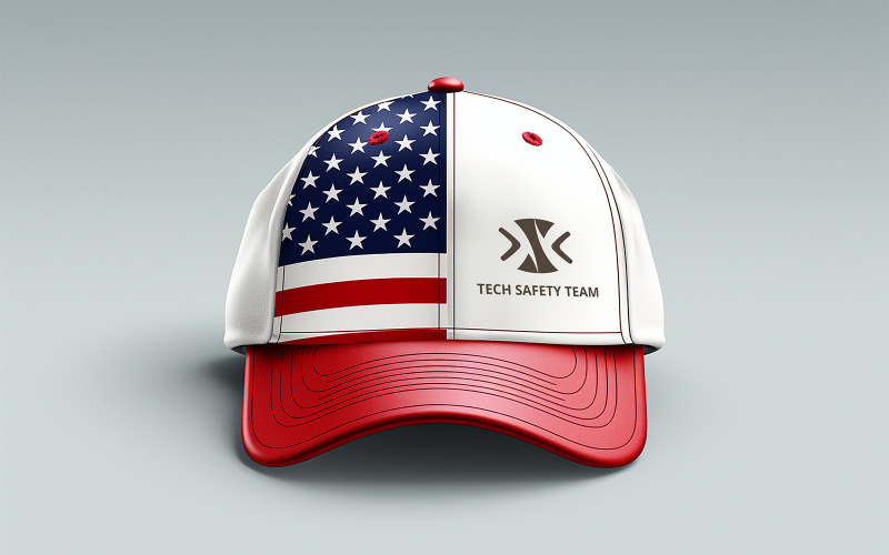 Professional Baseball Cap Mockup with USA Flag Panel Front View Product Mockup