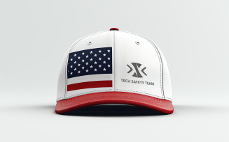 Professional Baseball Cap Mockup with USA Flag Side Front View