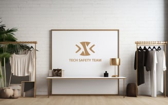 Professional Boutique Wall Poster Mockup with Fashion Interior