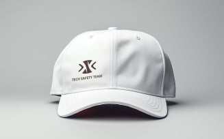 Professional White Dad Hat Mockup Side View on Gray Background
