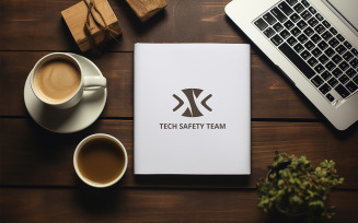 Professional White Hardcover Book Mockup on Desk with Coffee & Laptop