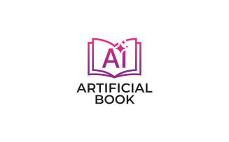 Ai Book logo. Artificial intelligence Learning Design Template Design