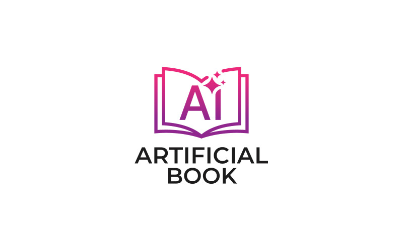 Ai Book logo. Artificial intelligence Learning Design Template Design Logo Template