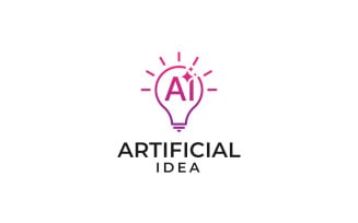 Ai ideas generate logo. Artificial intelligence with Light Bulb Design template