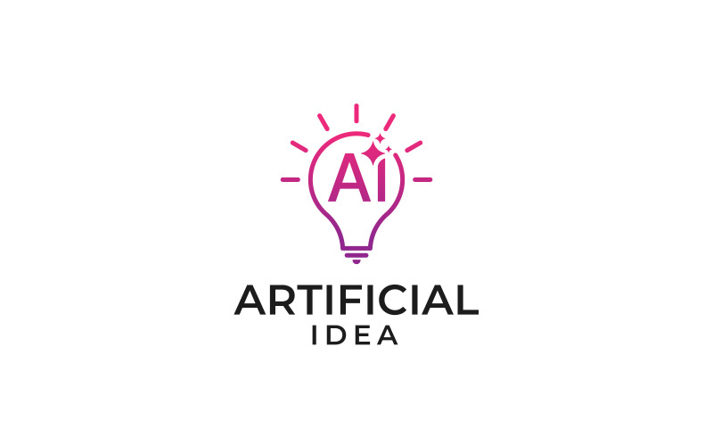 Ai ideas generate logo. Artificial intelligence with Light Bulb Design template Logo Template