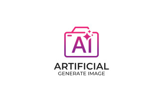 Ai image generate Photography logo. Artificial intelligence with Camera Design template