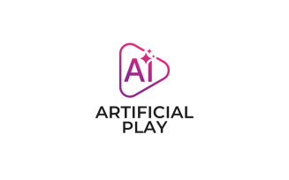 Ai Play Button logo. Artificial intelligence Design template