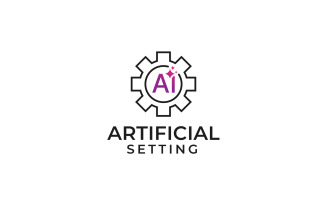 Ai Setting logo. Artificial intelligence with Gear Design template