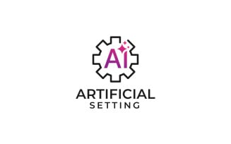 Ai Setting logo. Artificial intelligence with Gear Design