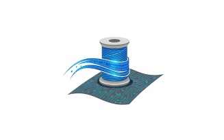 Digital data stream spooling onto a circuit board textile as threads of information