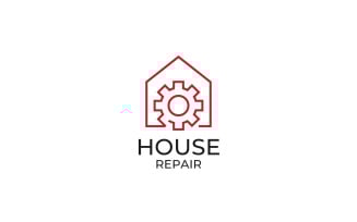 Home repair logo. House with Setting gear Design template