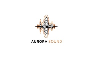 Logo design featuring abstract sound wave visualization with earth tones and black lines