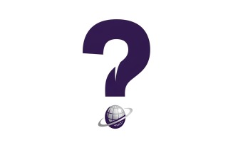 Purple question mark symbol with a stylized globe icon at the base
